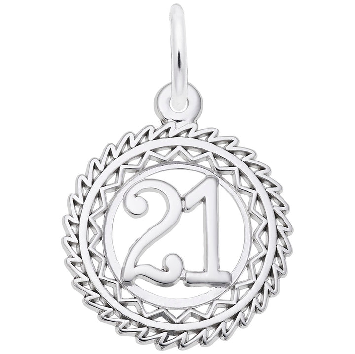 Rembrandt Charms 14K White Gold Number 21 Charm Pendant