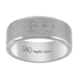 Tungsten Brushed Center Laser Cross Etched Mens Comfort-fit 8mm Sizes 7 - 14 Wedding Anniversary Band