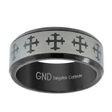 Tungsten Two-tone Brushed Center Celtic Cross Mens Comfort-fit Size-8 Wedding Anniversary Band