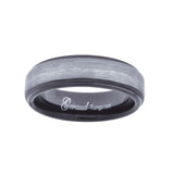 Tungsten Brushed Center Black Step Edges Mens Comfort-fit 6mm Size-9 Wedding Anniversary Band
