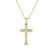14K Yellow Gold Round Diamond Cross Pendant with 18 inch Chain 0.25 Cttw 12 Stones