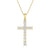 14K Yellow Gold Round Diamond Cross Pendant with 18 inch Chain 0.88 Cttw 12 Stones
