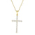 14K Yellow Gold Round Diamond Cross Pendant with 18 inch Chain 0.4 Cttw 12 Stones