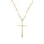 14K Yellow Gold Round Diamond Cross Pendant with 18 inch Chain 0.14 Cttw 5 Stones