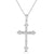 14K White Gold Round Diamond Cross Pendant with 18 inch Chain 0.15 Cttw 22 Stones