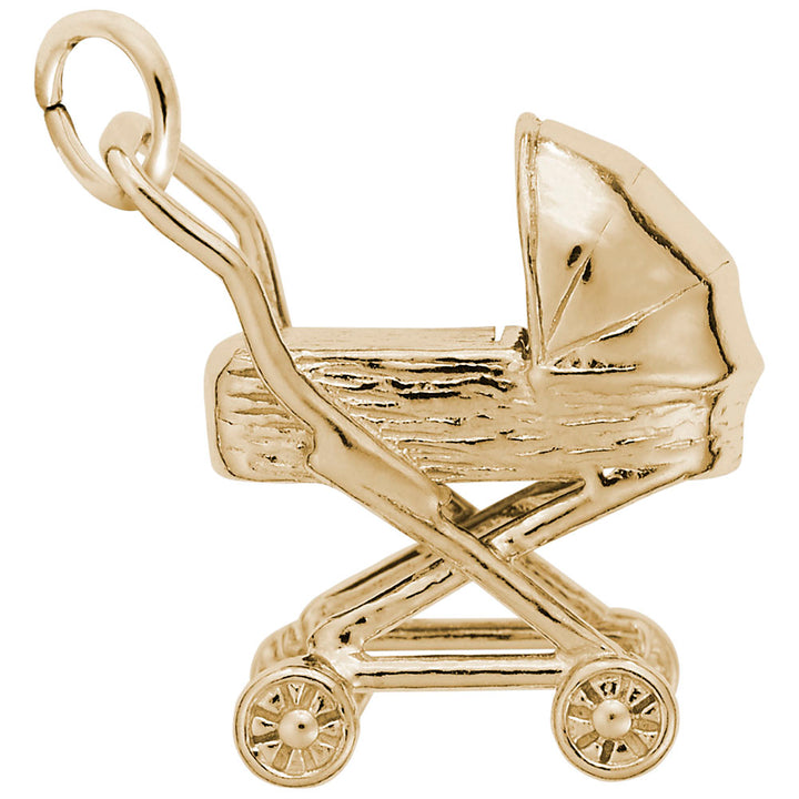 Rembrandt Charms Gold Plated Sterling Silver Baby Carriage Charm Pendant