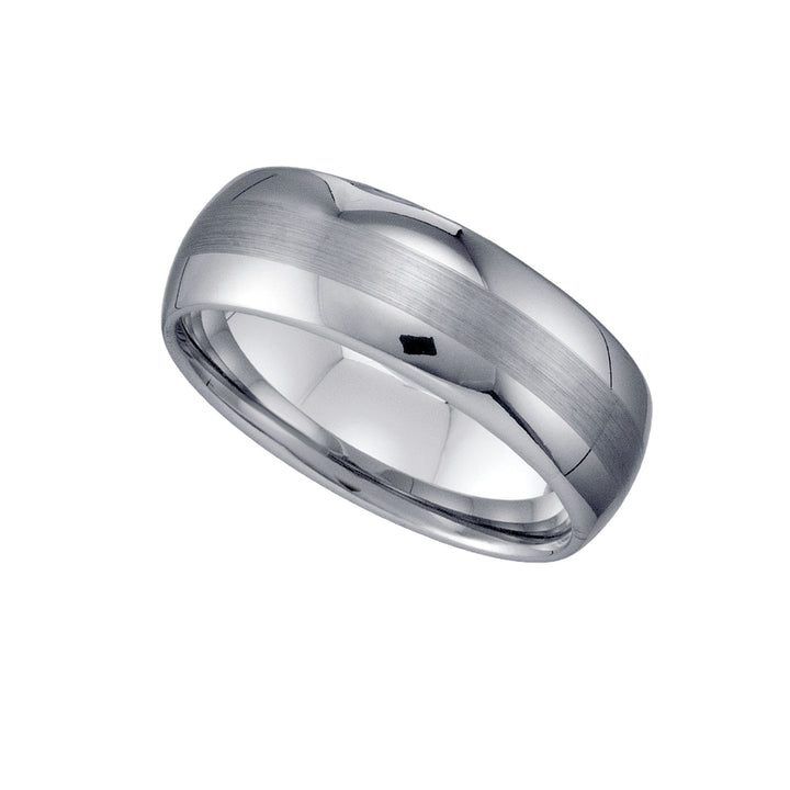 Tungsten Center Brushed Dome Comfort-fit 8mm Size-7 Mens Wedding Band