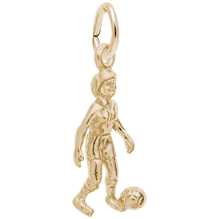 Rembrandt Charms 14K Yellow Gold Female Soccer Charm Pendant