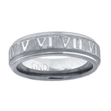 Tungsten Mens Roman Numerals Beveled Edges Comfort Fit Anniversary Band 6mm Size-10.5
