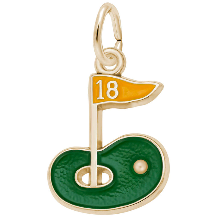 Rembrandt Charms Gold Plated Sterling Silver Golf Green Charm Pendant