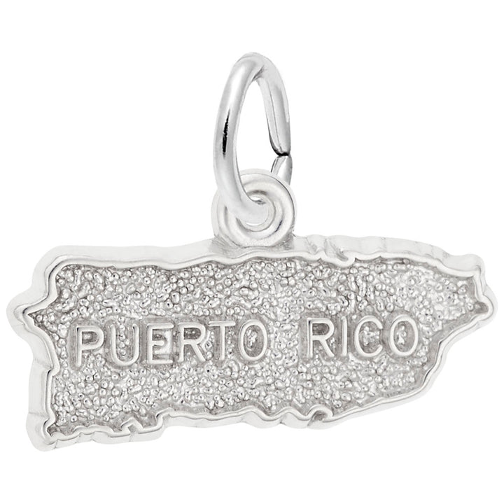 Rembrandt Charms 14K White Gold Puerto Rico Map Charm Pendant