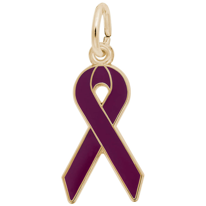 Rembrandt Charms Gold Plated Sterling Silver Purple Ribbon Charm Pendant