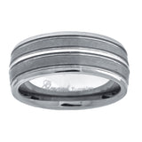 Tungsten Center Groove Brushed Dome Mens Comfort-fit 8mm Size-7.5 Wedding Anniversary Band