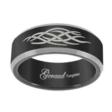 Tungsten Black Center Laser Etched Tribal Flame Design Mens Comfort-fit 8mm Size-7 Wedding Anniversary Band