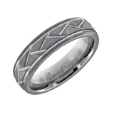 Tungsten Diagonal Cut Grooved Comfort-fit 6mm Size-7.5 Mens Wedding Band