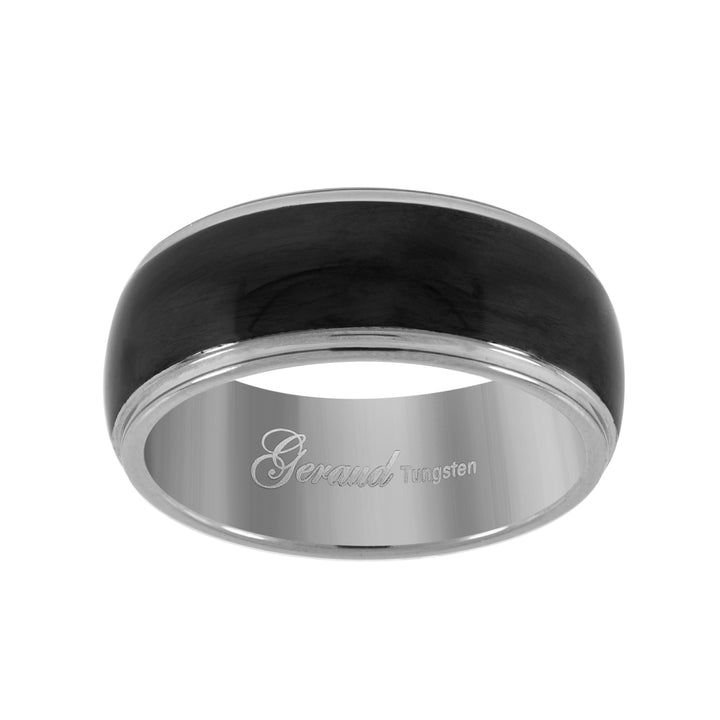 Tungsten Black Center Diagonal Grooves Mens Comfort-fit 8mm Size-9 Wedding Anniversary Band