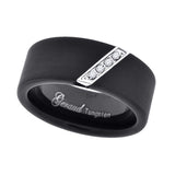 Tungsten Black Diagonal Line of CZ Brushed Flat Mens Comfort-fit 8mm Sizes 7 - 14 Wedding Anniversary Band