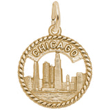 Rembrandt Charms 14K Yellow Gold Chicago Skyline Charm Pendant