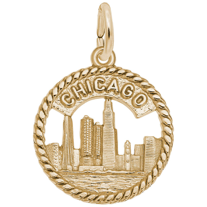 Rembrandt Charms Gold Plated Sterling Silver Chicago Skyline Charm Pendant