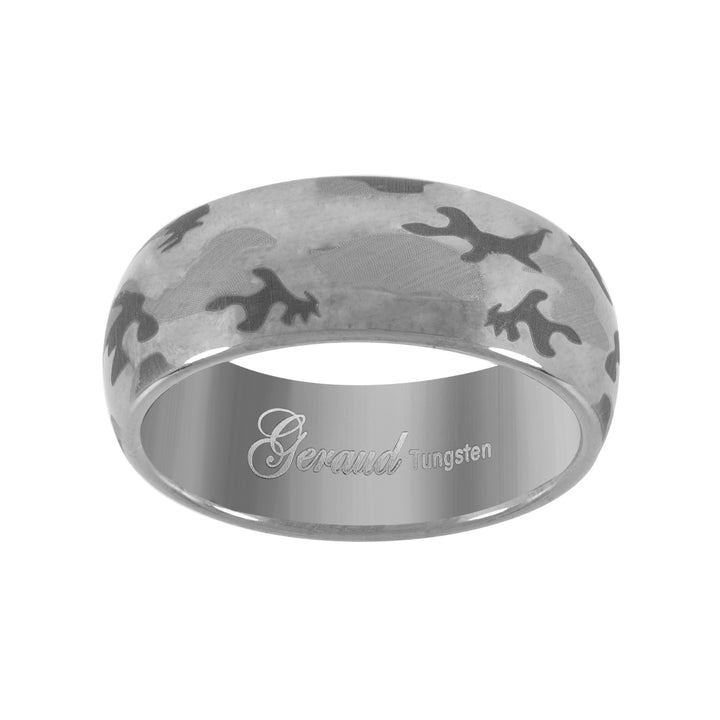 Tungsten Camouflage Military Dome Mens Comfort-fit 8mm Size-11 Wedding Anniversary Band
