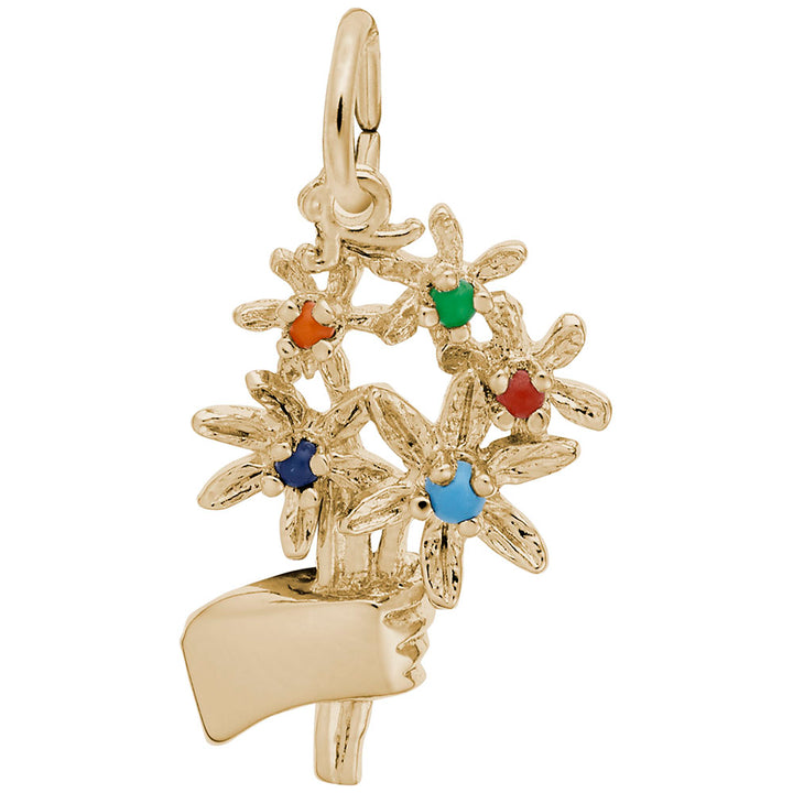 Rembrandt Charms 14K Yellow Gold Bouquet with Stones Charm Pendant