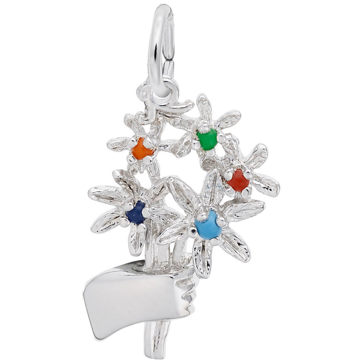 Rembrandt Charms Bouquet with Beads Charm Pendant Available in Gold or Sterling Silver