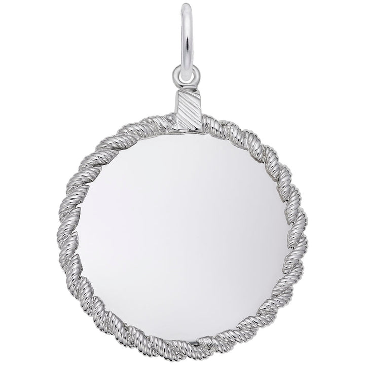 Rembrandt Charms 14K White Gold Rope Disc Heavy Charm Pendant