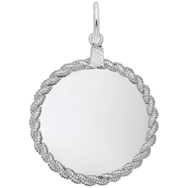 Rembrandt Charms Rope Disc Heavy Charm Pendant Available in Gold or Sterling Silver