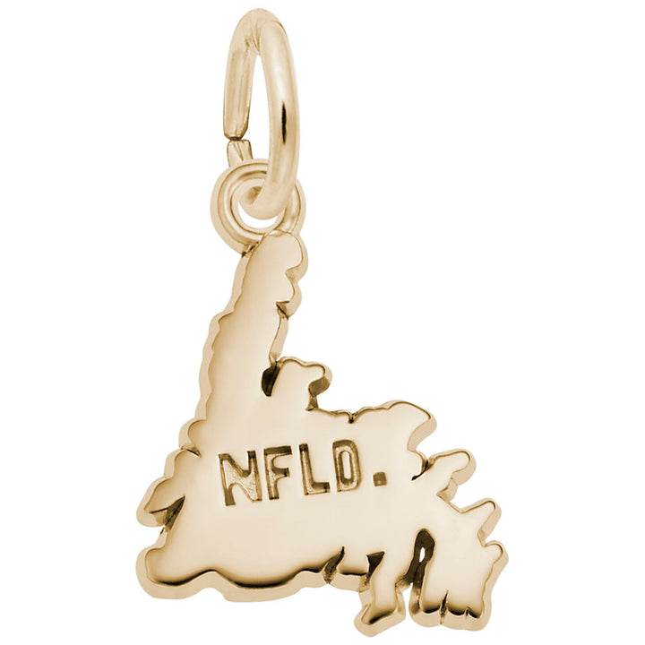 Rembrandt Charms Gold Plated Sterling Silver Newfoundland Map Charm Pendant