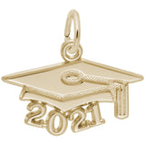 Rembrandt Charms Gold Plated Sterling Silver Grad Cap 2021 Large Charm Pendant