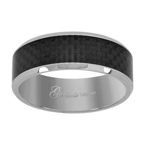 Tungsten Black Carbon Fiber Comfort-fit 8mm Sizes 7 - 14 Mens Wedding Band