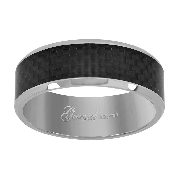 Tungsten Black Carbon Fiber Comfort-fit 8mm Size-10 Mens Wedding Band