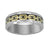 Tungsten Gold-toned Chain Link Inlay Beveled Edges Comfort-fit 8mm Sizes 7 - 14 Mens Wedding Band