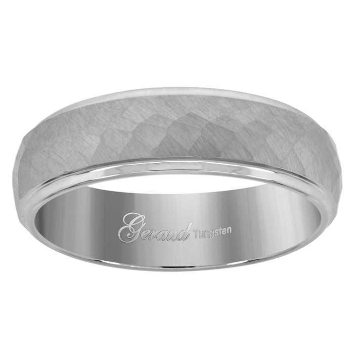 Tungsten Hammered Finish Comfort-fit 7mm Size-10 Mens Wedding Band