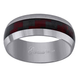 Tungsten Mens Red Carbon Fiber Inlay Dome Comfort-fit 8mm Size-7 Wedding Anniversary Band