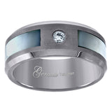 Tungsten CZ Mother of Pearl Inlay Center Mens Comfort-fit 8mm Size-10.5 Wedding Anniversary Band