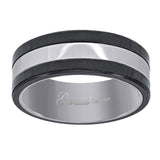 Tungsten Side Black Edges Flat Mens Comfort-fit 8mm Size-7.5 Wedding Anniversary Band