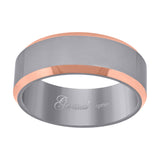 Tungsten Polished Comfort-fit with Rose Gold-toned Beveled Edges 8mm Size-12 Mens Wedding Band