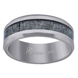 Tungsten Gray Carbon Fiber Inlay Mens Comfort-fit 8mm Size-7 Wedding Anniversary Band
