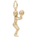 Rembrandt Charms Gold Plated Sterling Silver Female Basketball Player Charm Pendant