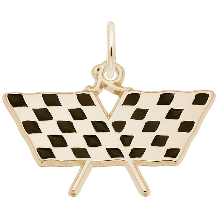 Rembrandt Charms Gold Plated Sterling Silver Racing Flag Charm Pendant
