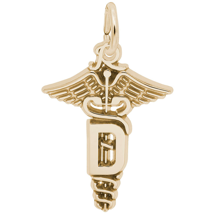 Rembrandt Charms Gold Plated Sterling Silver Dental Caduceus Charm Pendant