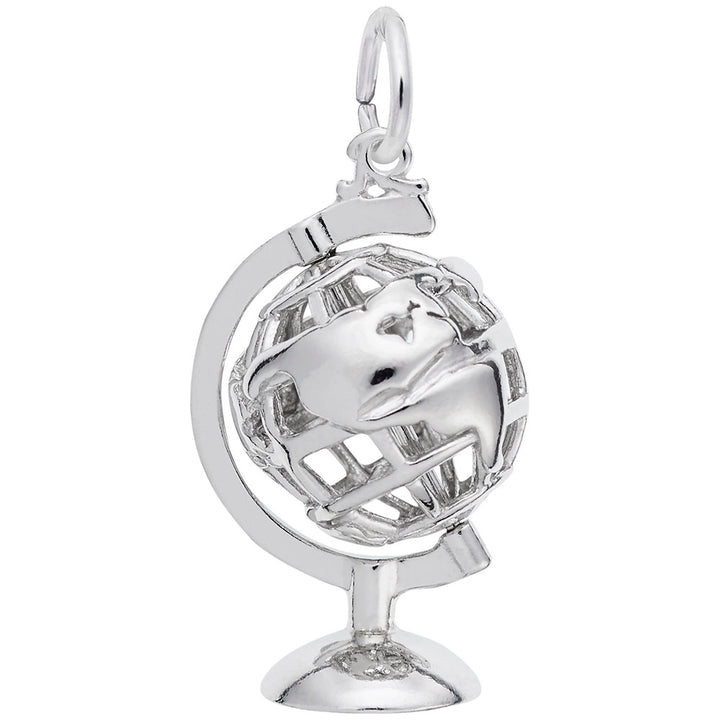 Rembrandt Charms 925 Sterling Silver Globe 3D W Stand Charm Pendant