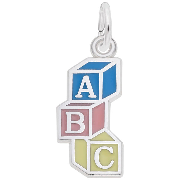 Rembrandt Charms Abc Block Charm Pendant Available in Gold or Sterling Silver