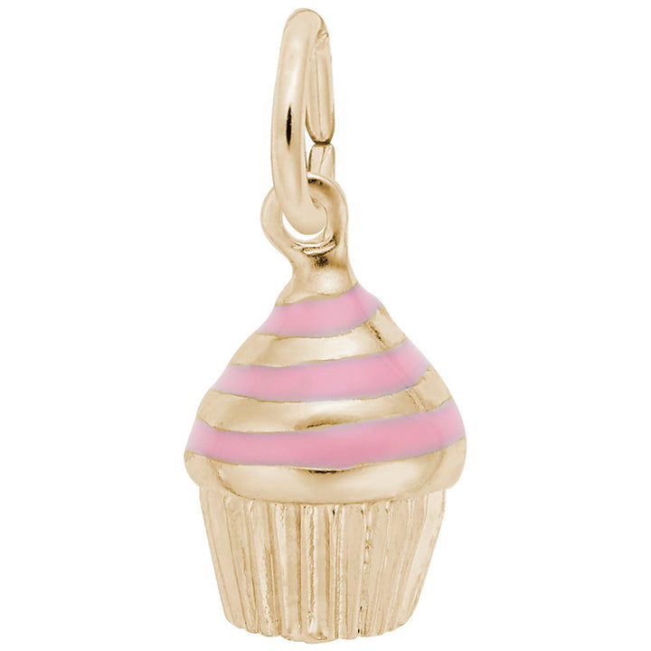 Rembrandt Charms 14K Yellow Gold Cupcake - Pink Icing Charm Pendant