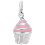Rembrandt Charms Cupcake - Pink Icing Charm Pendant Available in Gold or Sterling Silver