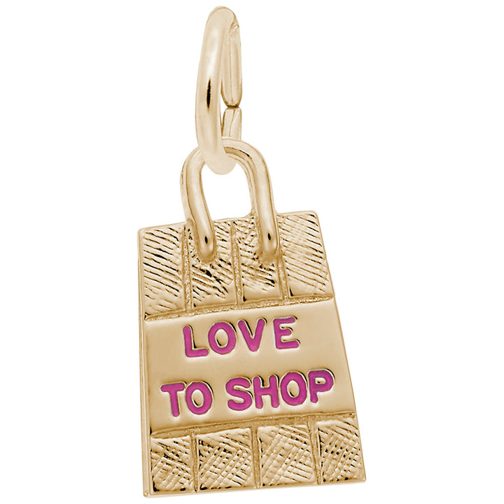 Rembrandt Charms 14K Yellow Gold Shopping Bag - Pink Paint Charm Pendant