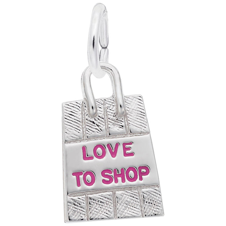 Rembrandt Charms 925 Sterling Silver Shopping Bag - Pink Paint Charm Pendant