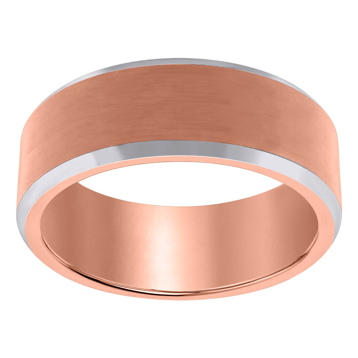 Tungsten Rose Tone Mens Beveled Edges Brushed Comfort Fit Anniversary Band 8mm Size-7