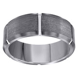 Tungsten Mens Notched Satin Brushed Comfort Fit Anniversary Band 8mm Size-7